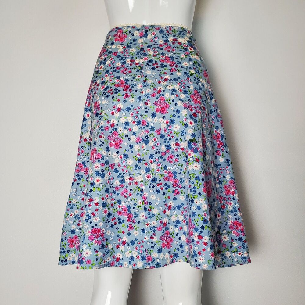 Vintage Y2k Von Mozart Blue Floral Skirt View 6